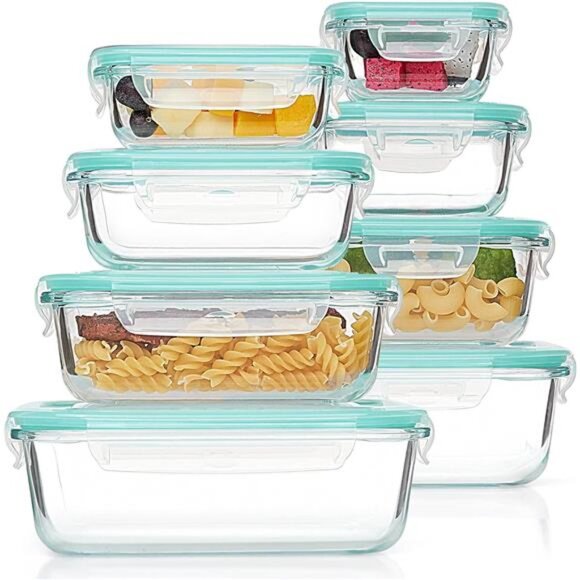 8Pack Glass Food Storage Containers with Airtight Lids,Glass Meal Prep Container - Picture 1 of 7
